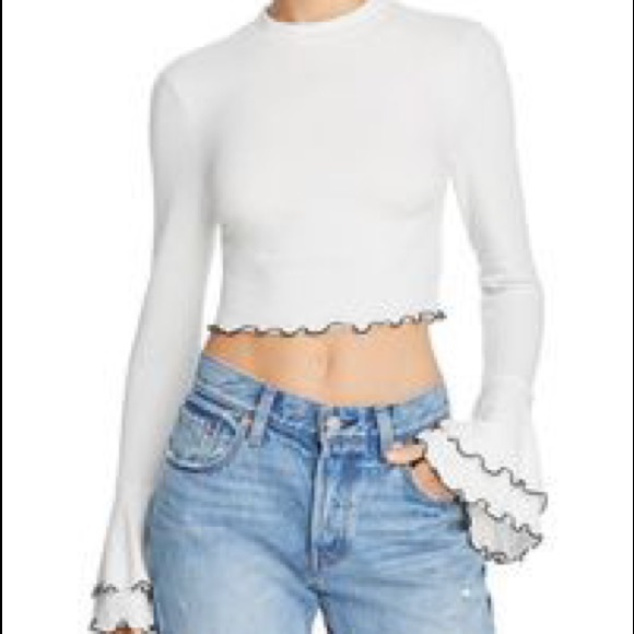Lost+Wander | Austin Ruffled Bell Sleeve Crop Top - Picture 1 of 5